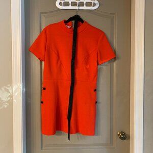 Vintage Mod Red Mini Dress w/ Button Detail – 60s Inspired, Size XS